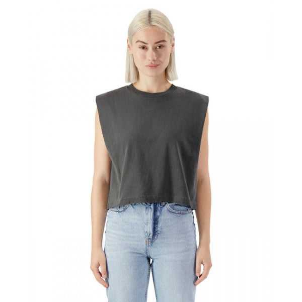 American Apparel 307GD Garment Dyed Women&#39;s Heavyweight Muscle Tee - Faded Black - HIT a Double - 1