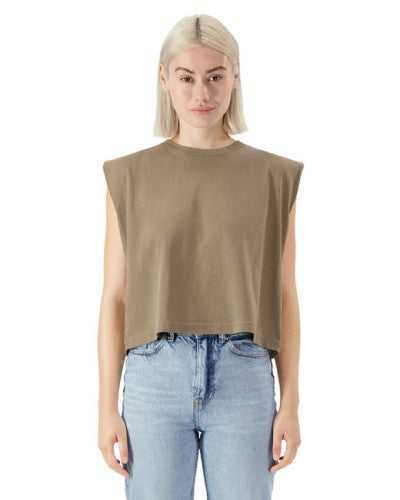 American Apparel 307GD Garment Dyed Women&#39;s Heavyweight Muscle Tee - Faded Brown - HIT a Double - 1