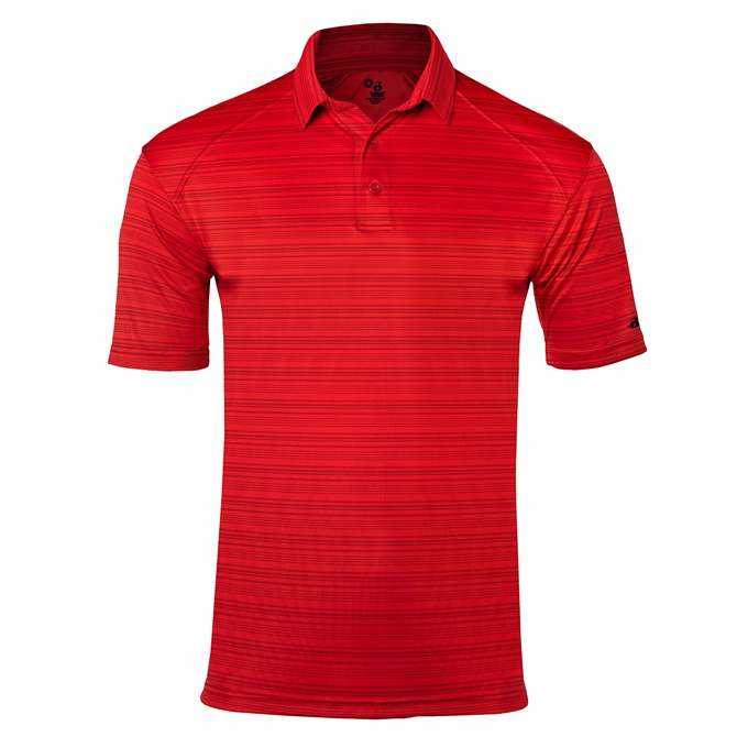 Badger Sport 3325 Stripe Polo - Red - HIT a Double - 1