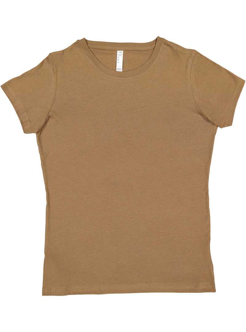 Lat 3516 Women&#39;s Fine Jersey Tee - Coyote Brown - HIT a Double - 1