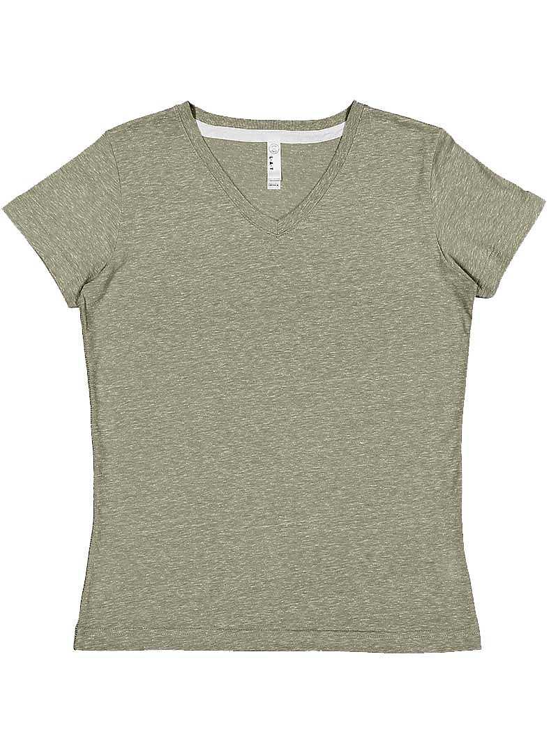 Lat 3591 Women's Harborside Melange V-Neck T-Shirt - Military Green Melange - HIT a Double - 1