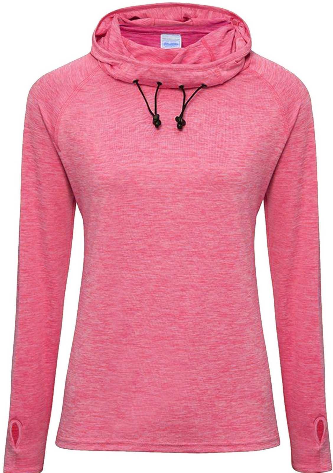 Just Cool JCA038 Ladies Cool Cowl Neck Top - Electric Pink Melange - HIT a Double