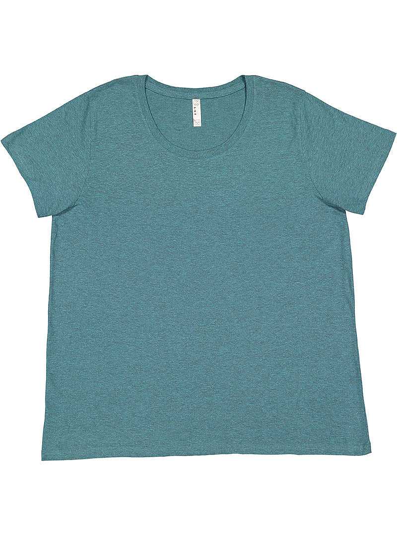 Lat 3816 Curvy Collection Women&#39;s Fine Jersey Tee - Surf Blackout - HIT a Double - 4