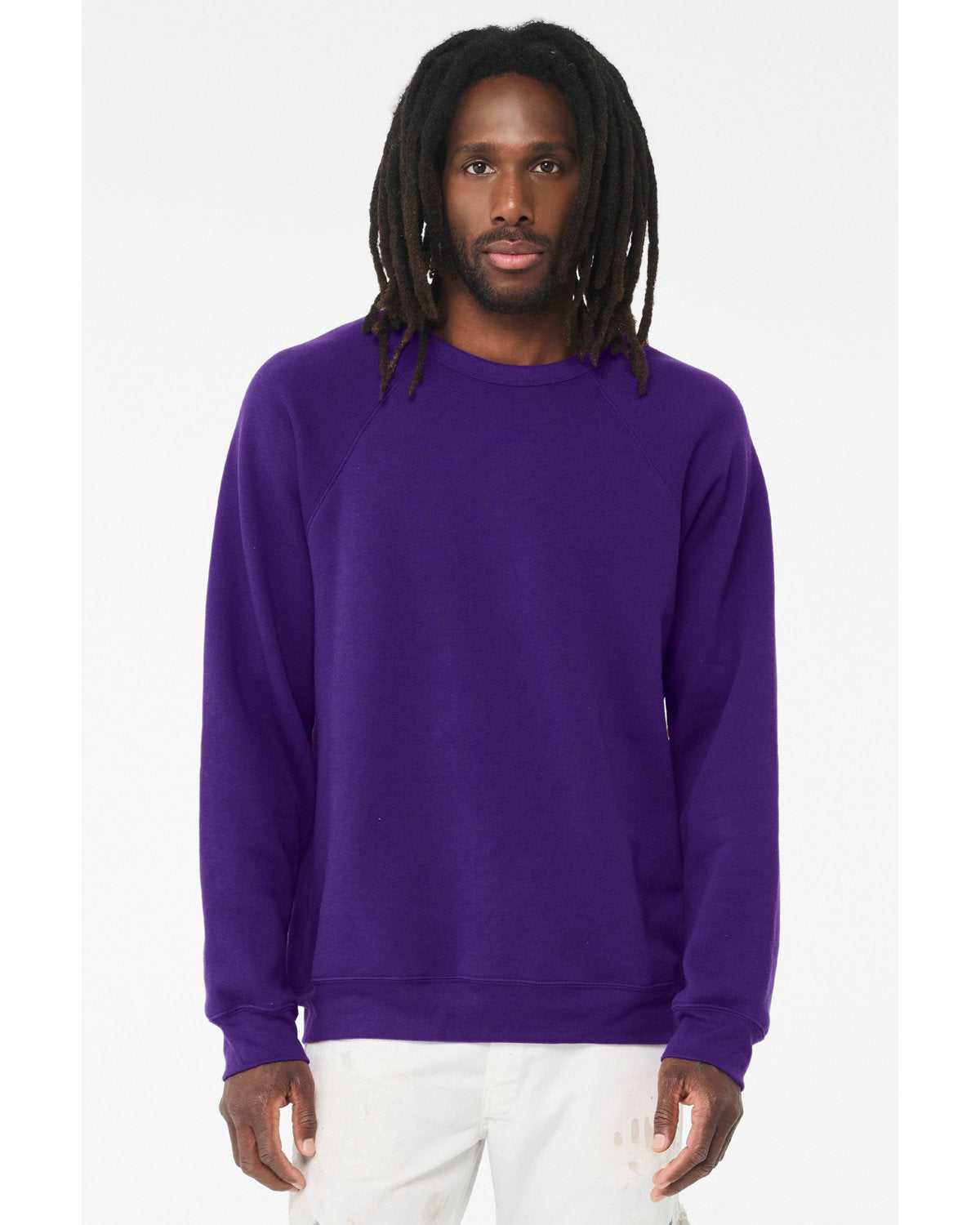 Bella + Canvas 3901 Sponge Fleece Raglan Crewneck Sweatshirt - Team Purple - HIT a Double - 1