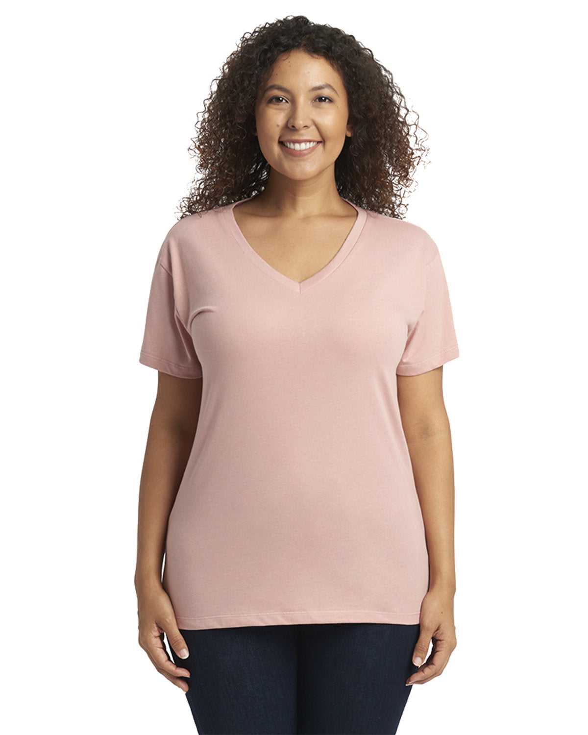 Next Level 3940 Womens Cotton V-Neck T-Shirt - Desert Pink - HIT a Double - 1