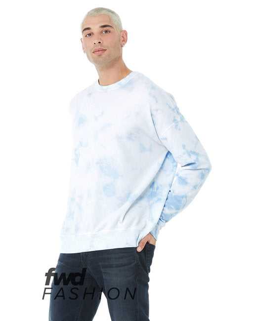 Bella + Canvas 3945RD Fwd Fashion Unisex Tie-Dye Pullover Sweatshirt - White Sky Blue - HIT a Double