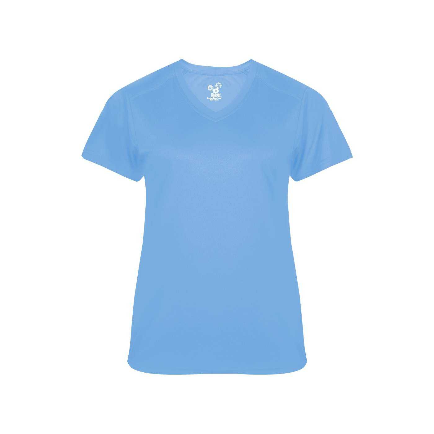 Badger Sport 4062 Ultimate Softlock Ladies V-neck Short Sleeve Tee - Columbia Blue - HIT a Double - 1