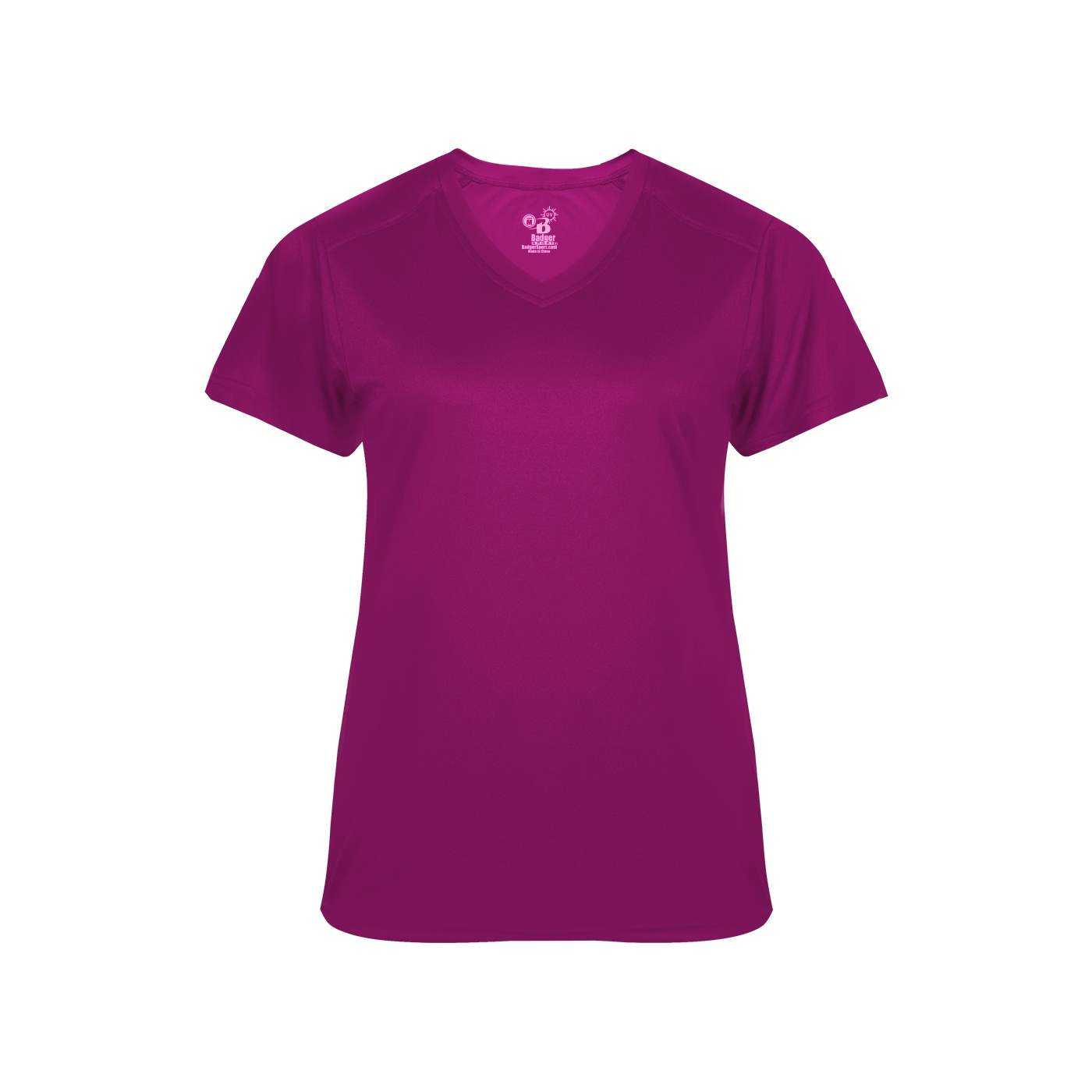 Badger Sport 4062 Ultimate Softlock Ladies V-neck Short Sleeve Tee - Hot Pink - HIT a Double - 1