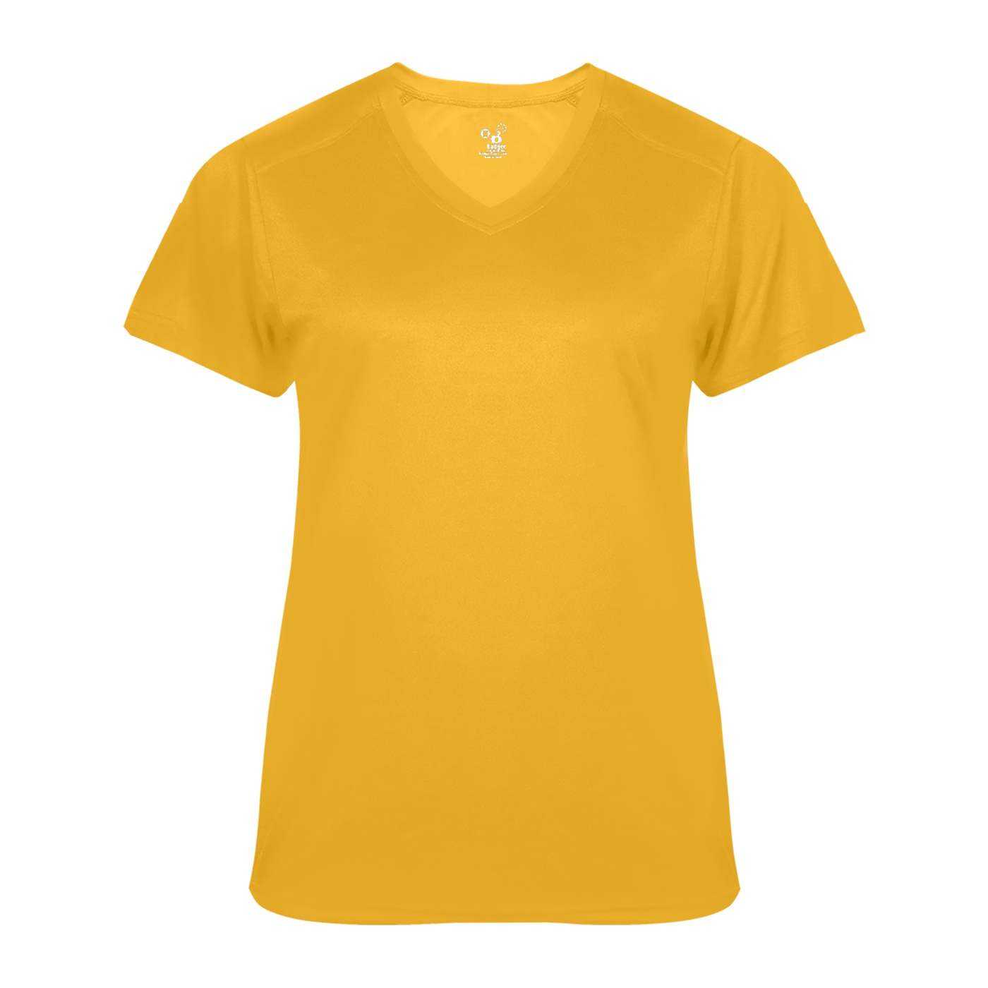 Badger Sport 4062 Ultimate Softlock Ladies V-neck Short Sleeve Tee - Gold - HIT a Double - 1