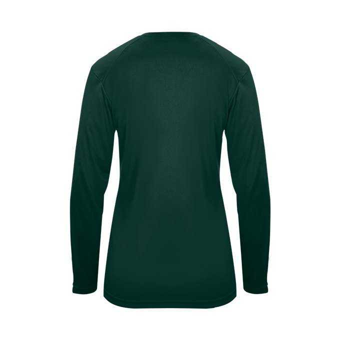 Badger Sport 4064 Ultimate Softlock V-neck Ladies Long Sleeve Tee - Forest - HIT a Double - 3
