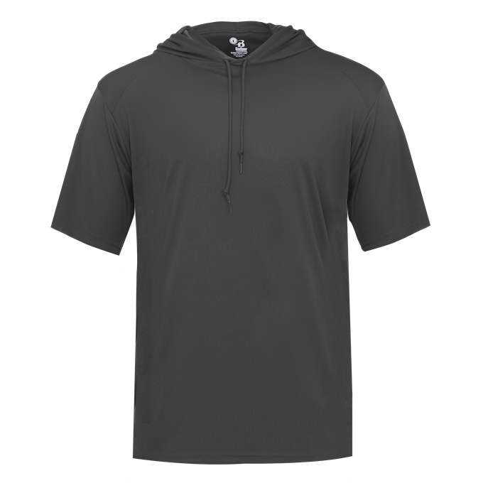 Badger Sport 4123 B-Core Short Sleeve Hoodie Tee - Graphite - HIT a Double - 1