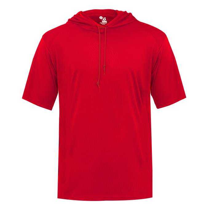 Badger Sport 4123 B-Core Short Sleeve Hoodie Tee - Red - HIT a Double - 1