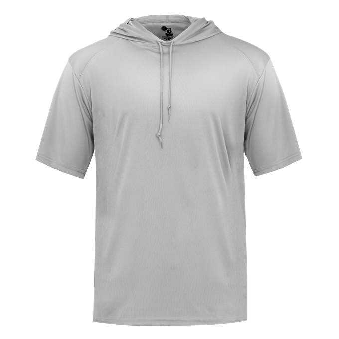 Badger Sport 4123 B-Core Short Sleeve Hoodie Tee - Silver - HIT a Double - 1