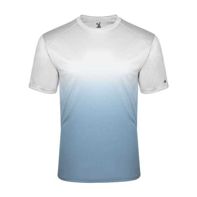 Badger Sport 2203 Ombre Youth Tee - White Columbia Blue - HIT a Double - 1