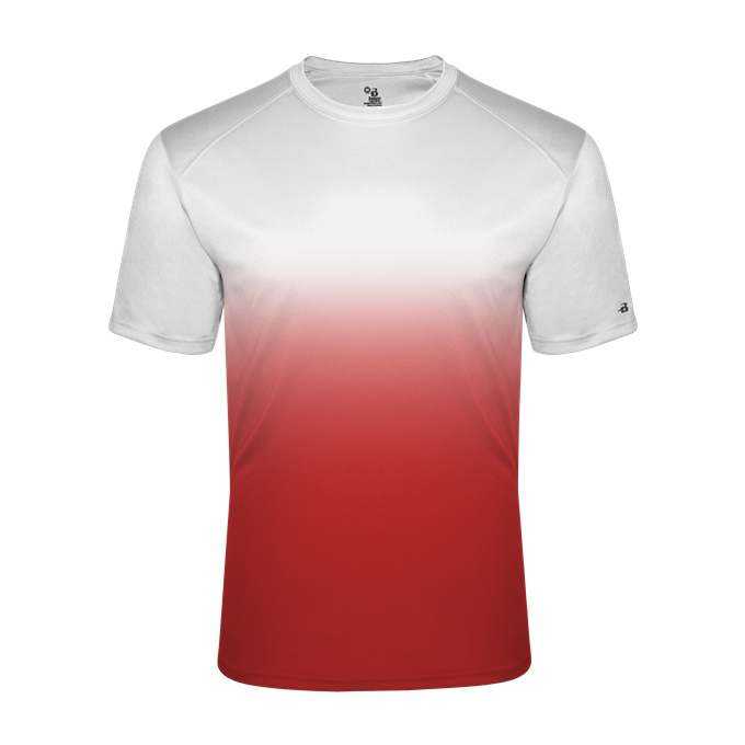 Badger Sport 4203 Ombre Tee - White Red - HIT a Double - 1