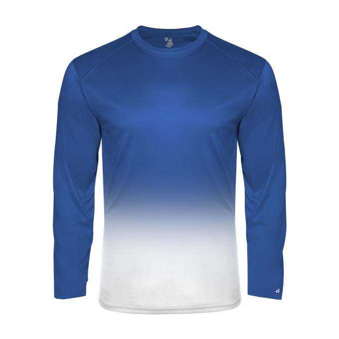 Badger Sport 2204 Ombre Long sleeve Youth Tee - Royal White - HIT a Double - 1