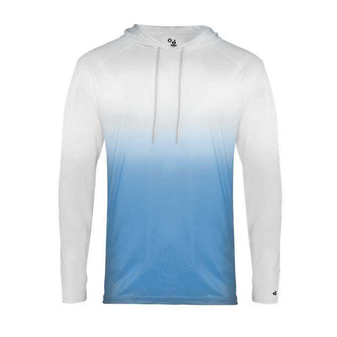 Badger Sport 4205 Ombre Hoodie Tee - Columbia Blue Ombre - HIT a Double - 1