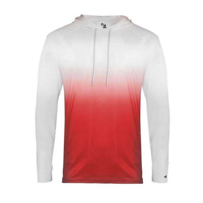 Badger Sport 4205 Ombre Hoodie Tee - Red Ombre - HIT a Double - 1
