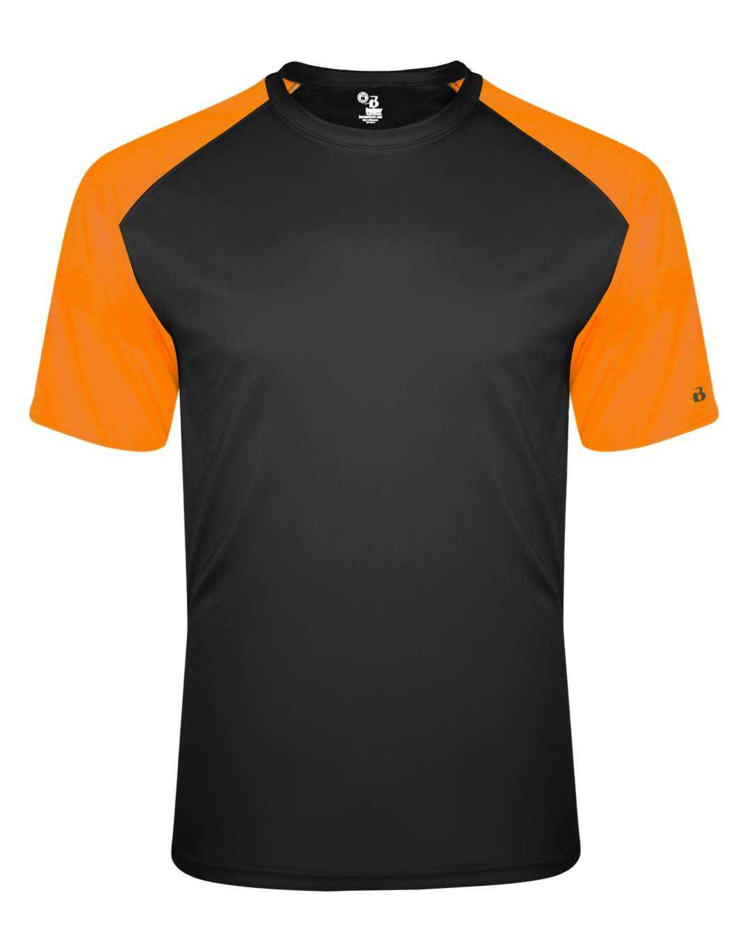 Badger Sport 2230 Breakout Youth Tee - Black Safety Orange - HIT a Double - 1