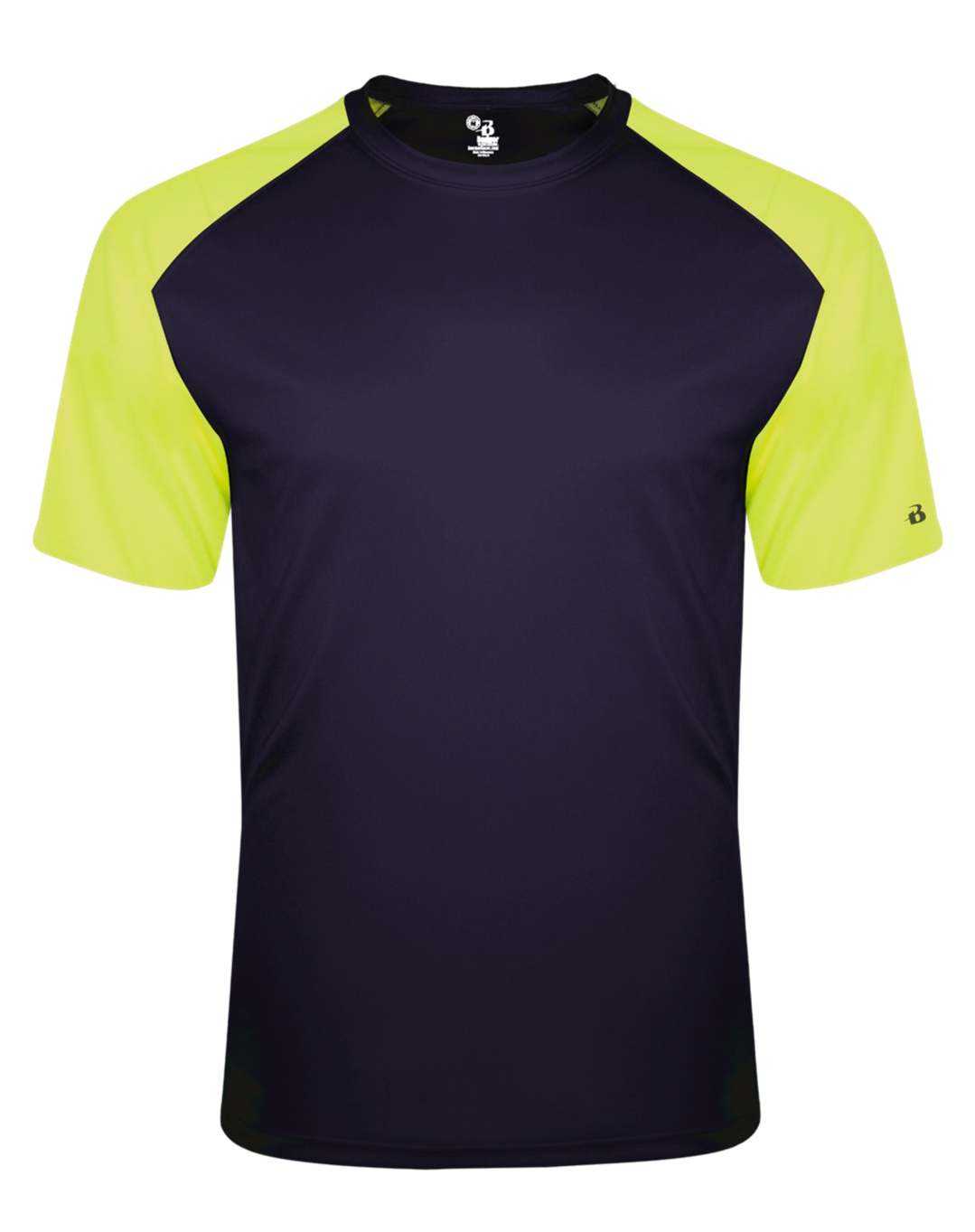 Badger Sport 4230 Breakout Tee - Navy Safety Yellow - HIT a Double - 1