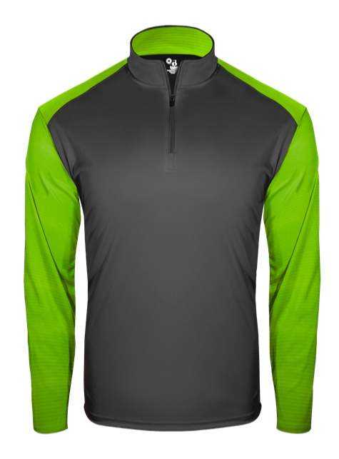 Badger Sport 2231 Breakout Youth 1/4 Zip - Gray Lime - HIT a Double - 1