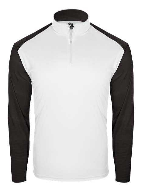 Badger Sport 2231 Breakout Youth 1/4 Zip - White Black - HIT a Double - 1