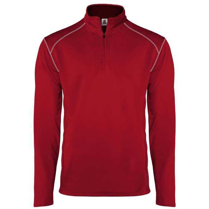 Badger Sport 2438 Money Mesh Youth 1/4 Zip - Red Silver - HIT a Double - 1