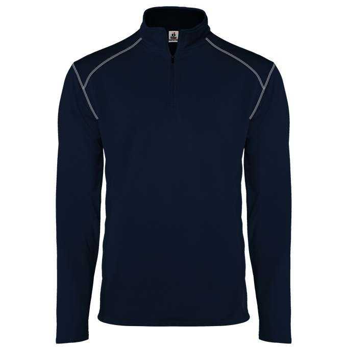 Badger Sport 2438 Money Mesh Youth 1/4 Zip - Navy Silver - HIT a Double - 1