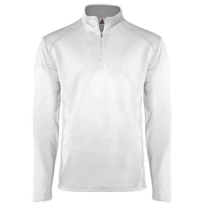 Badger Sport 2438 Money Mesh Youth 1/4 Zip - White Silver - HIT a Double - 1
