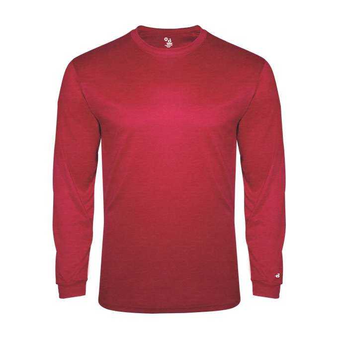 Badger Sport 2944 Tri-Blend Long Sleeve Youth Tee - Red - HIT a Double - 1