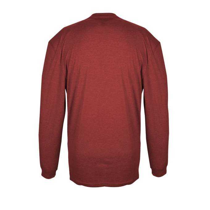 Badger Sport 4944 Tri-Blend Long Sleeve Tee - Red Heather - HIT a Double - 1