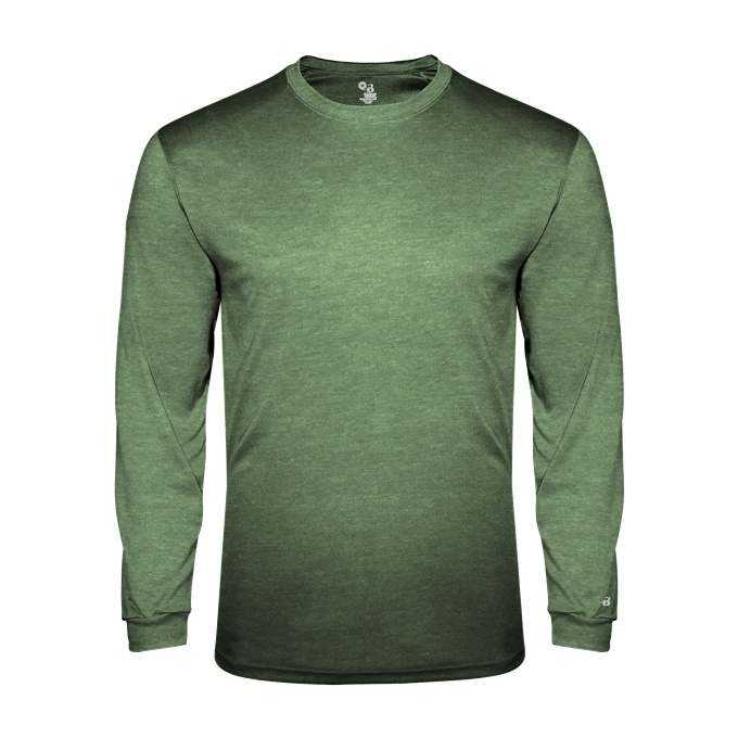 Badger Sport 4944 Tri-Blend Long Sleeve Tee - Forest Heather - HIT a Double - 1