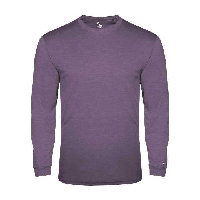 Badger Sport 2944 Tri-Blend Long Sleeve Youth Tee - Purple Heather - HIT a Double - 1