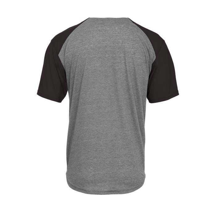 Badger Sport 495000 Tri-Blend Full Button Tee - Graphite Heather Black - HIT a Double - 1