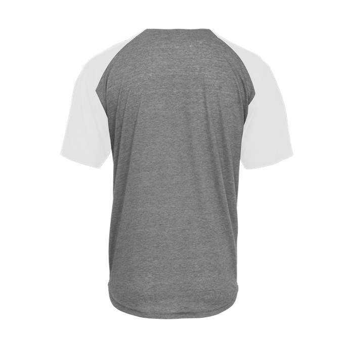 Badger Sport 495000 Tri-Blend Full Button Tee - Graphite Heather White - HIT a Double - 1