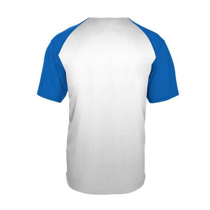 Badger Sport 495000 Tri-Blend Full Button Tee - White Royal - HIT a Double - 2