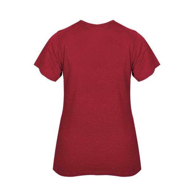 Badger Sport 4962 Tri-Blend Ladies&#39; V-Neck Tee - Red - HIT a Double - 2