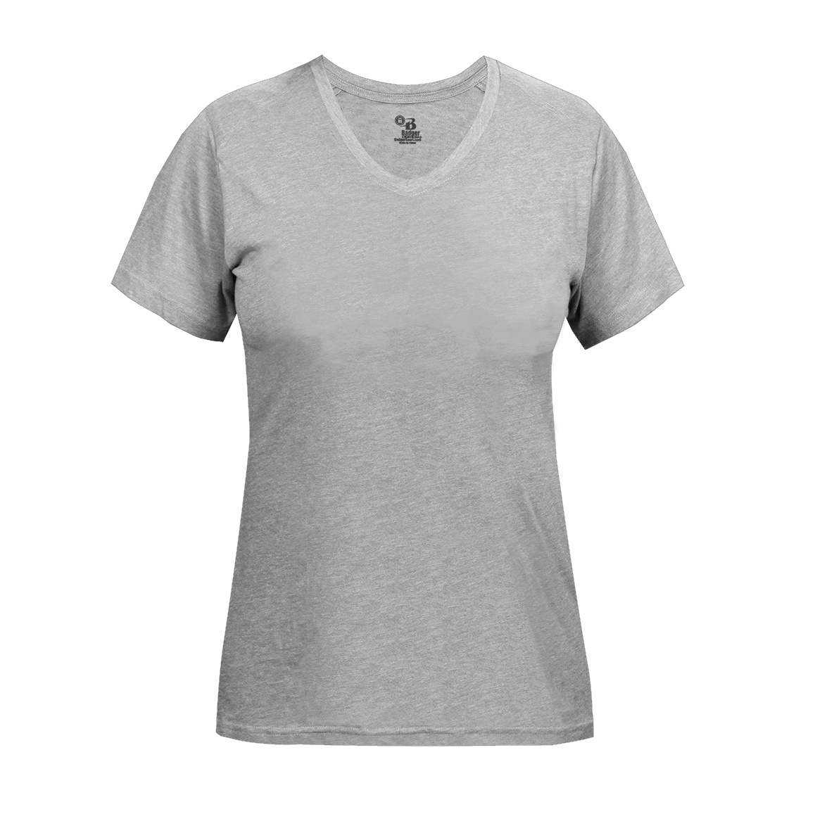 Badger Sport 4962 Tri-Blend Ladies' V-Neck Tee - Oxford - HIT a Double - 1