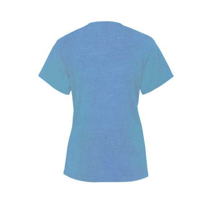 Badger Sport 4962 Tri-Blend Ladies&#39; V-Neck Tee - Columbia Blue Heather - HIT a Double - 2