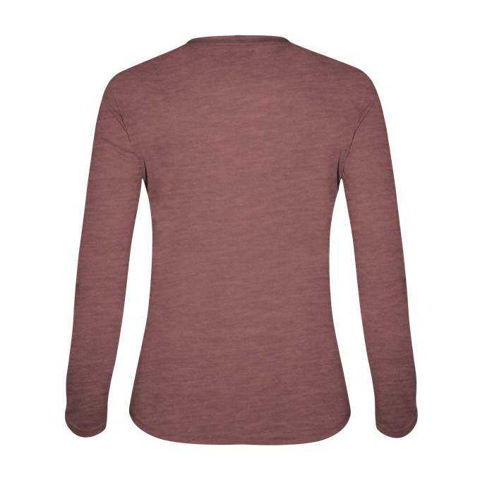 Badger Sport 4964 Tri-Blend L/S Ladies Tee - Maroon Heather - HIT a Double - 2