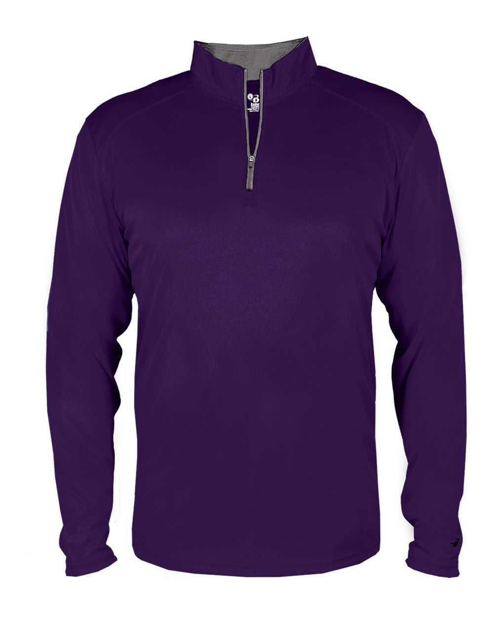 Badger Sport 2102 B-Core Youth 1/4 Zip - Purple Graphite - HIT a Double - 1