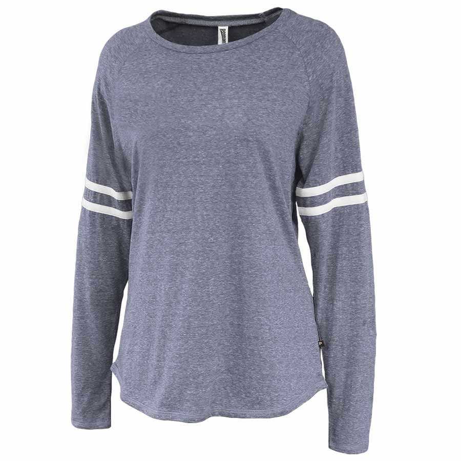 Pennant 5237 Triblend Stripe Long Sleeve Tee - Navy - HIT a Double