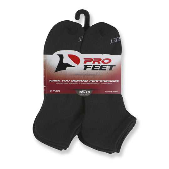 Pro Feet 5283/6 Performance Physical Low Cut (6 Pair Pkg) Socks - Black - HIT a Double