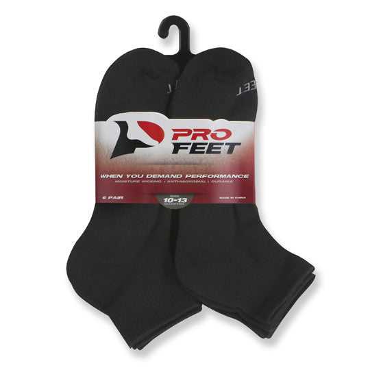 Pro Feet 5286/6 Performance Physical Quarter (6 Pair Pkg) Socks - Black - HIT a Double