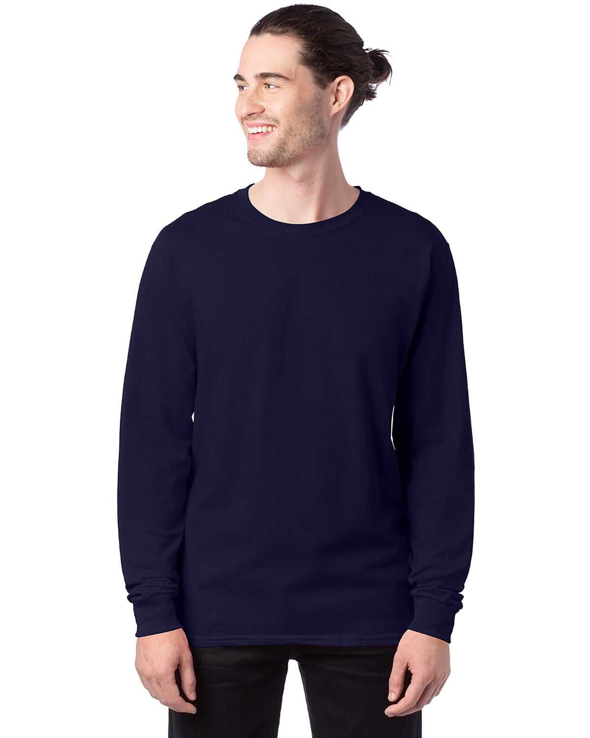 Hanes 5286 Essential-T Long Sleeve T-Shirt - Athletic Navy - HIT a Double - 1