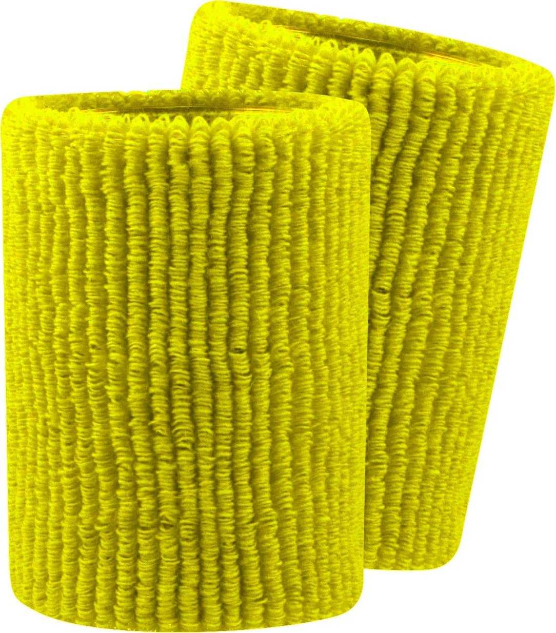 TCK Terry Wristbands 5&quot; Wide - Neon Yellow - HIT a Double