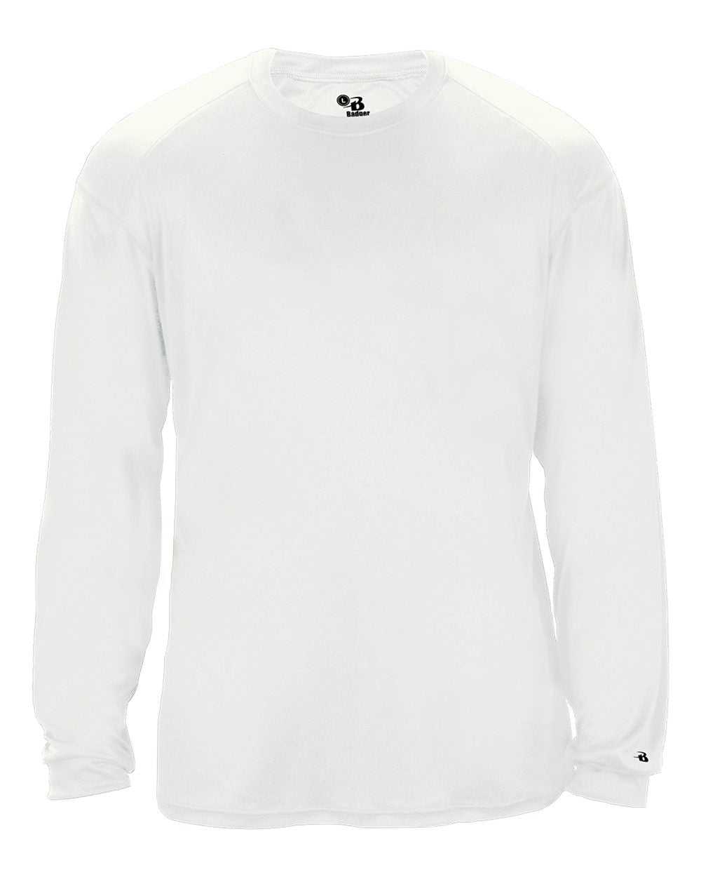 Badger Sport 4004 Ultimate Softlock Long Sleeve Tee - White - HIT a Double - 1