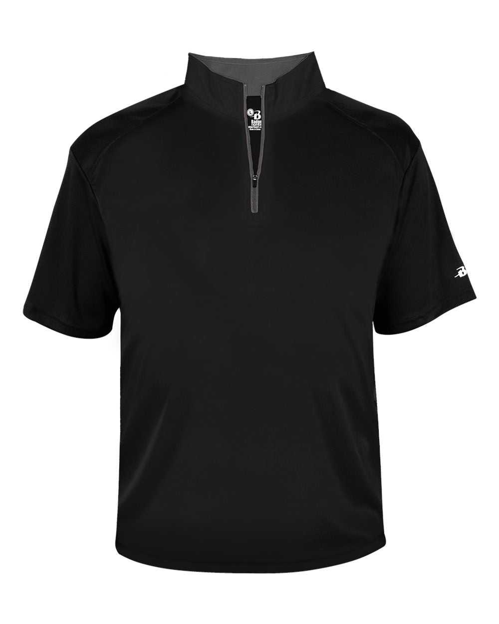 Badger Sport 4199 B-Core Short Sleeve 1/4 Zip - Black Graphite - HIT a Double - 1
