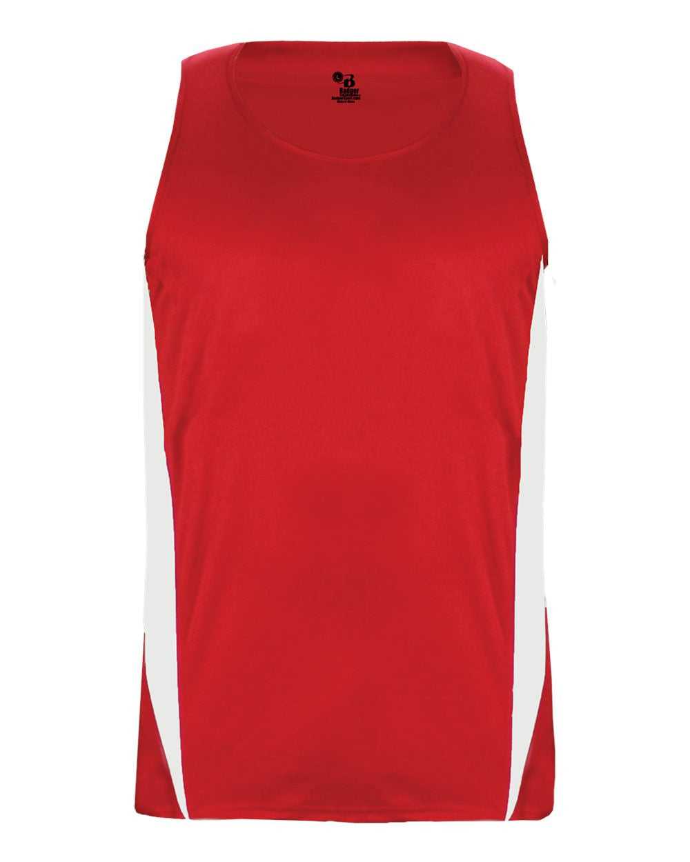 Badger Sport 8667 Stride Singlet - Red White - HIT a Double - 1