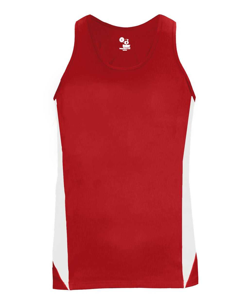 Badger Sport 8967 Stride Ladies Singlet - Red White - HIT a Double - 1